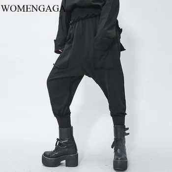 

Korea 2020 New Spring Solid Color Elastic Waist Beam Feet Cross-pants Women High Street Loose Casual Personality Pants Y119