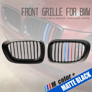 

Car Replacement Matte Black M Front Bumper Kidney Hood Car Grill Grilles For BMW E46 3 Series 2DOOR Coupe 1999 200 2001 2002