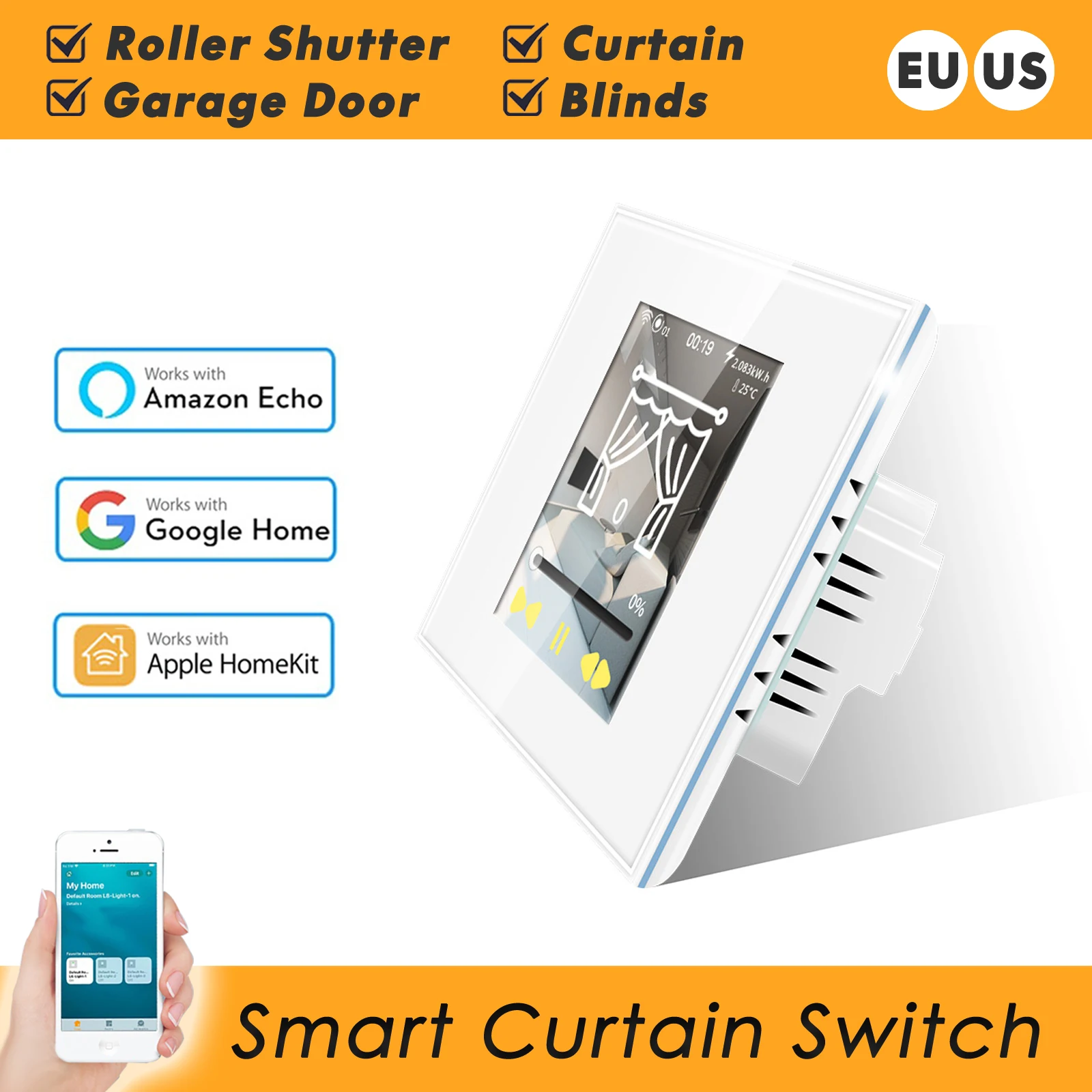 Interruttore Per Tende Intelligente Wifi Lcd Per Tapparelle Motorizzate Elettriche Per Tende Avvolgibili Funziona Con Apple Homekit Alexa Google Home