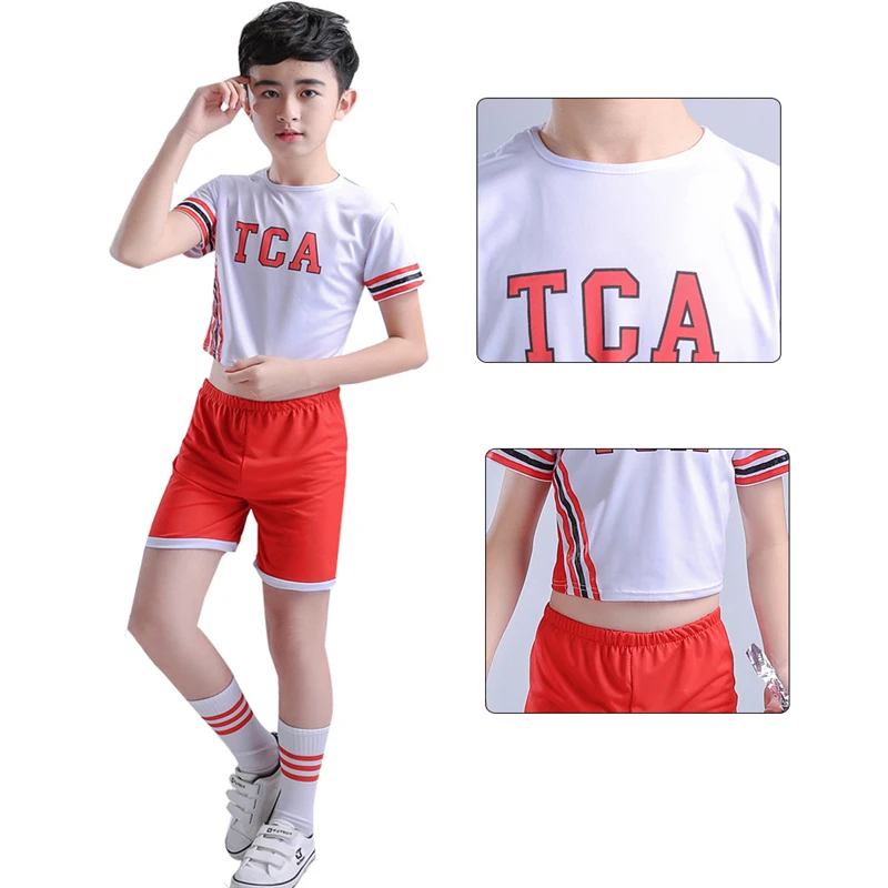 Школьная форма для детей, костюм черлидеров для танцев, гимнастический бальный костюм для маленьких девочек и мальчиков, костюм для занятий Баскетболом, детский костюм для соревнований - Цвет: Boy set