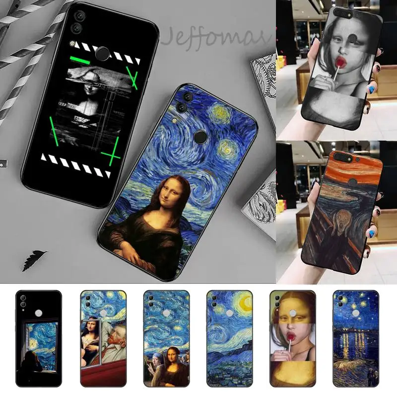 

Van Gogh Mona Lisa art Phone Case For Huawei Enjoy 7 7s 8 8e 9 9e 10 plus P8lite 2017 Honor 5a view9 play 3e