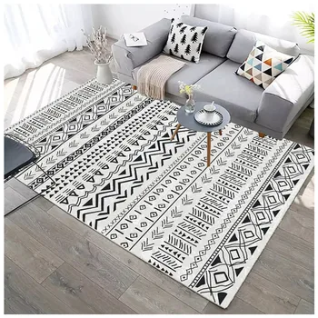 

Bohemia Style Carpets Soft Flannel Anti-slip Parlor Area Rug Geometric Corridor Bedside Mat Rug Large Carpet for Living Room
