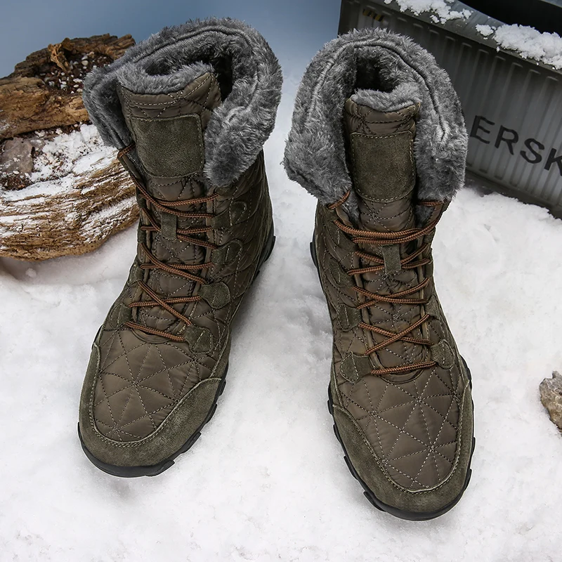 

Winter Snow Men Boots Shoes with Fur Plush Warm Mens Boots Spring Footwear Comfortable Casual Boots Erkek Ayakkabi