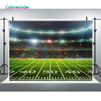 

Photography Backdrop 7x5ft Glitter Light Stadium Background for Boy First Birthday Party Green Grass Baseball Photo Studio Props