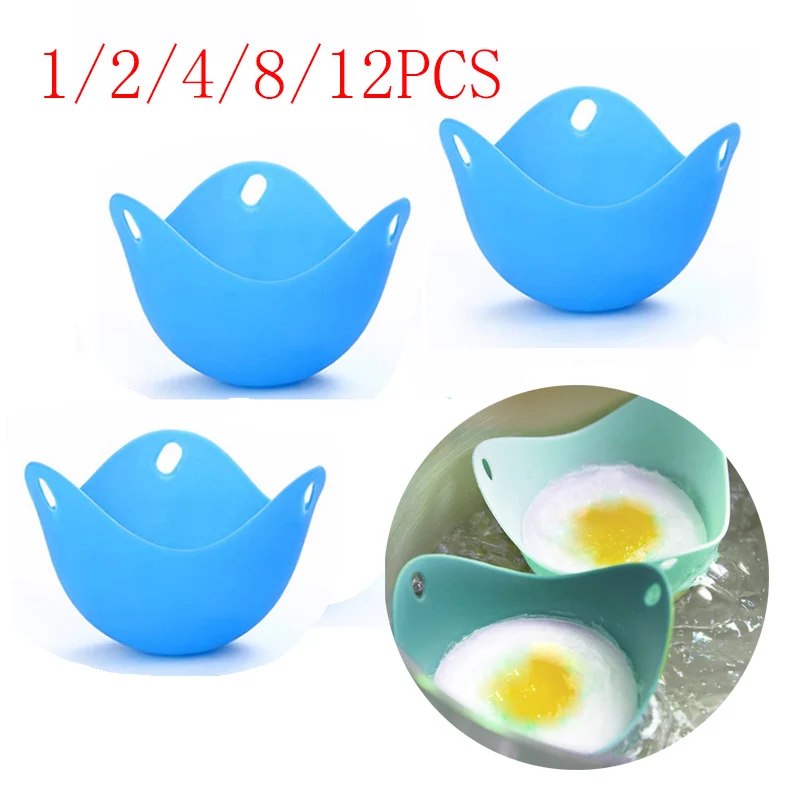 1/2/4/8/12Pc Round Silicone Egg Poacher Poaching Pods Bowl Rings Cooker Kitchen Boiler Cuit Hard egg Cooking Tools Pancake Maker