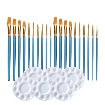 

20 Pcs Paint Pallet Brushes with 6 Pcs Paint Trays for Kids and Adults to Painting or Have a Birthday Painting Party