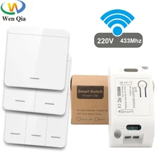 433Mhz Intelligente Interruttore Della Luce LED Push Button Switch Telecomando Universale Senza Fili di Controllo AC90 ~ 250V 10A 1CH Relè controller per la Lampada