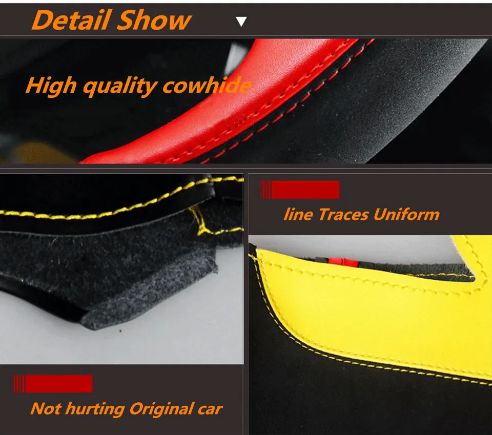 DIY Motion paragraph Genuine leather Hand-Stitched Car steering wheel cover For Chevrolet camaro- Car accessories