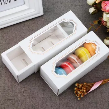 

10pcs Paper Macarons Box Packaging Macaron Box With Window Dessert Containers Muffin Cupcake Box Carriers For Home Dessert Shop