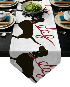 

Dachshund Puppy Black Table Runner Table Flag Home Party Decorative Tablecloth Table Runners