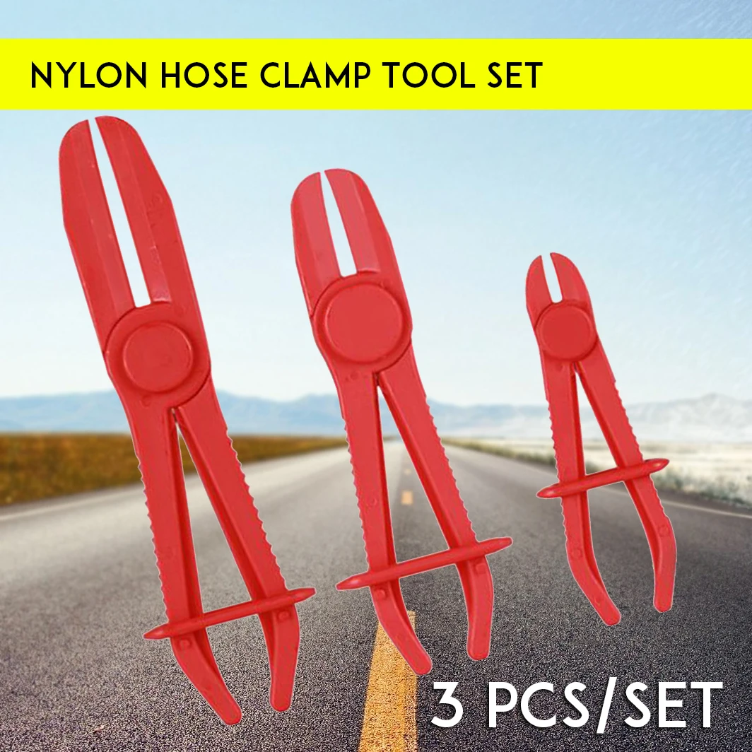 New 3Pcs/Set Nylon Hose Clamp Tool Set Brake Fuel Water Line Clamp Plier Hands Free Tool