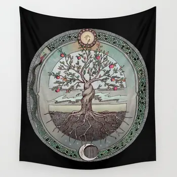 

Origins Tree of Life Tapestry Black Wall Hanging Room Bedspread Beach Mat Tapestries Psychedelic Home Decoration Accessories