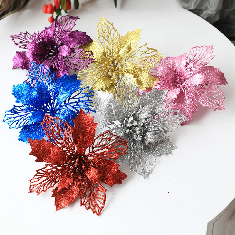 Christmas Flower Christmases Green Onion Powder With Openwork Flower Christmas Tree Wreath Decoration Pendant Ornament - Цвет: 3