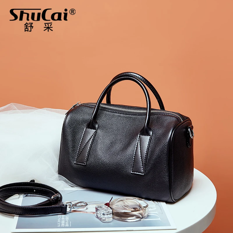 

100% Genuine Leather Women Handbag Fashion Boston Pillow Bag Large Capacity Soft Leather Female Shoulder Bag Women Crossbody Bag