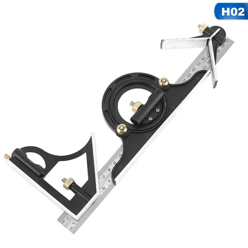 300MM Professional Carpenter Tools Combination Square Angle Ruler Stainless Steel Protractor Multi-function Measuring Tool - Цвет: Красный