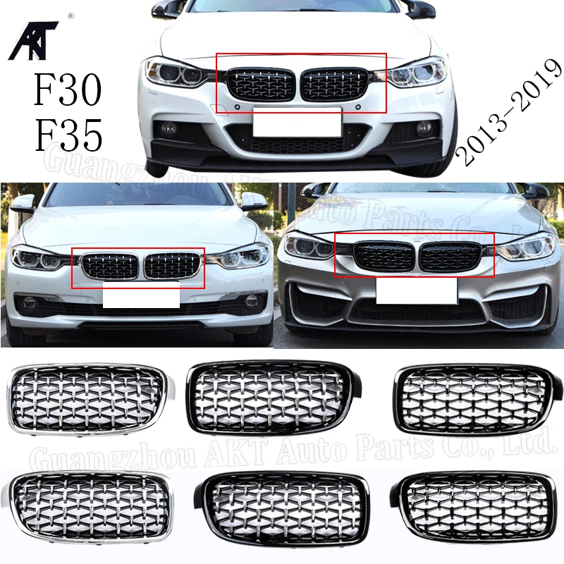

Pair Gloss Matt Carbon Black 3 Color Front Kidney Grille For BMW 3 Series f30 f35 2013 2014 2015 -2019