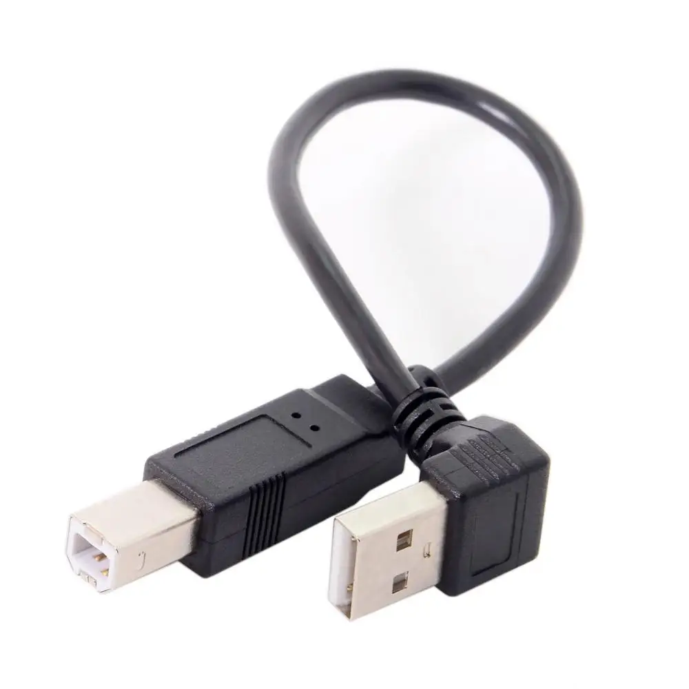 USB кабель 90 градусов вниз угловой USB2.0 A штекер к USB2.0 B Мужской кабель принтера 20 см
