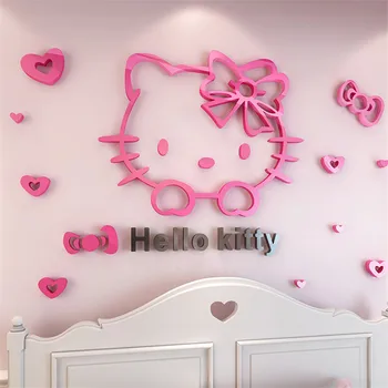 

Wall Stickers Cartoon Kitty Cat 3D For Kids Room Children Boy Bedroom Wall Decals Decor DIY Sticker bedroom accessories