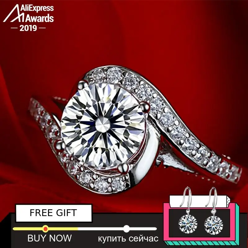 

8mm Round Cut S925 Fine Jewelry sterling silver ring Lab-created diamond Carat 4Cs wedding proposal dream