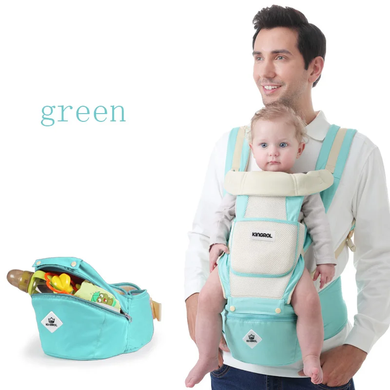 Дышащий фронтальная кенгуру Удобная Слинг Рюкзак мешок Обёрточная бумага кенгуру Регулируемая переноска для ребенка для путешествий - Цвет: green