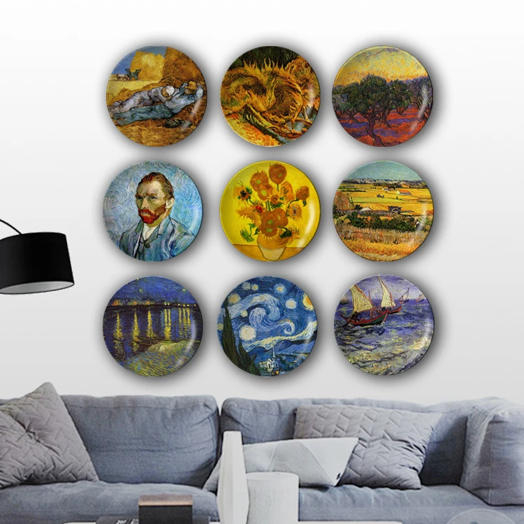 8 дюймов Ван Гог декоративный настенный Рисунок домашнего интерьера художественная теарелка керамическая Настенные декорации пластины