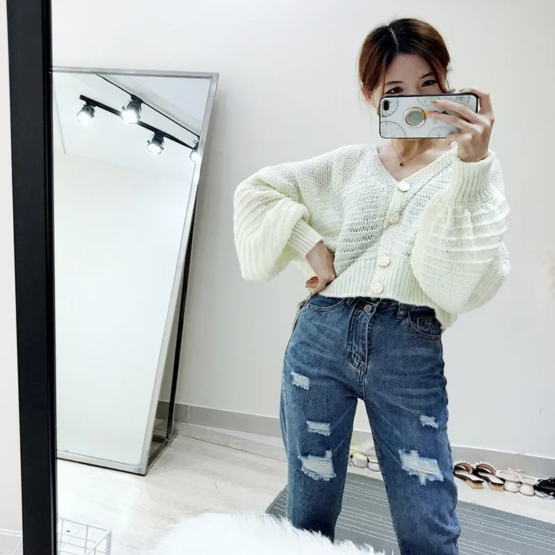 Joker jeans woman Korean version of the new jeans high waist mom jeans hole jeans jeans straight pants high waist jeans