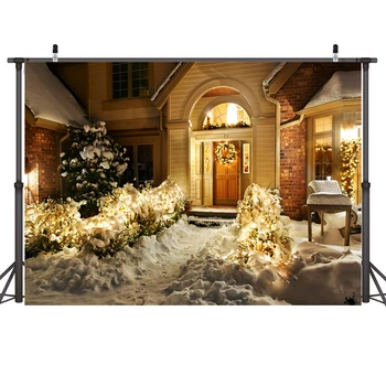 

Nitree Photography Background Photo Studio Backdrop Christmas Outdoor Heavy Snow Pine Tree Wreath Xmas Party Decoration