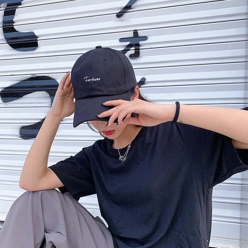 Hat Female Spring and Summer Letter Embroidery Cap Soft Top Casual All-match Curved Brim Baseball Cap Male Sun Hat Tide 2