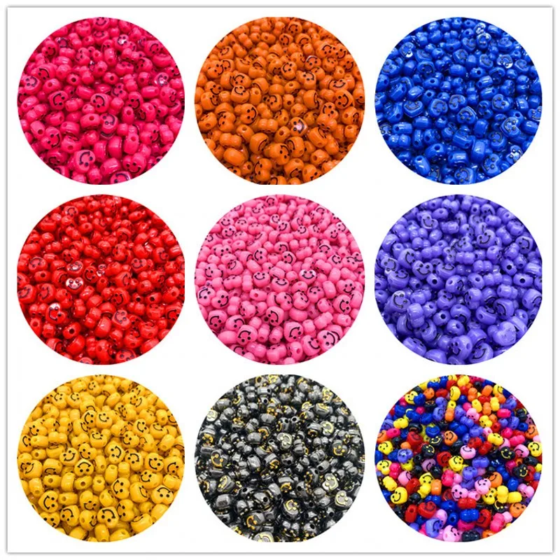 

50/100Pcs 10mm Colorful Acrylic Heart-shaped Flat Smiling Face Beads DIY Homemade Necklace Bracelet Jewelry Accessories