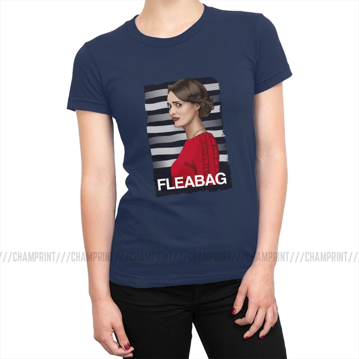 Fleabag, футболки для ТВ-шоу, женская футболка Phoebe Waller Bridge, футболка Grunge Rock, топы, базовая Хлопковая женская одежда размера плюс - Цвет: Тёмно-синий
