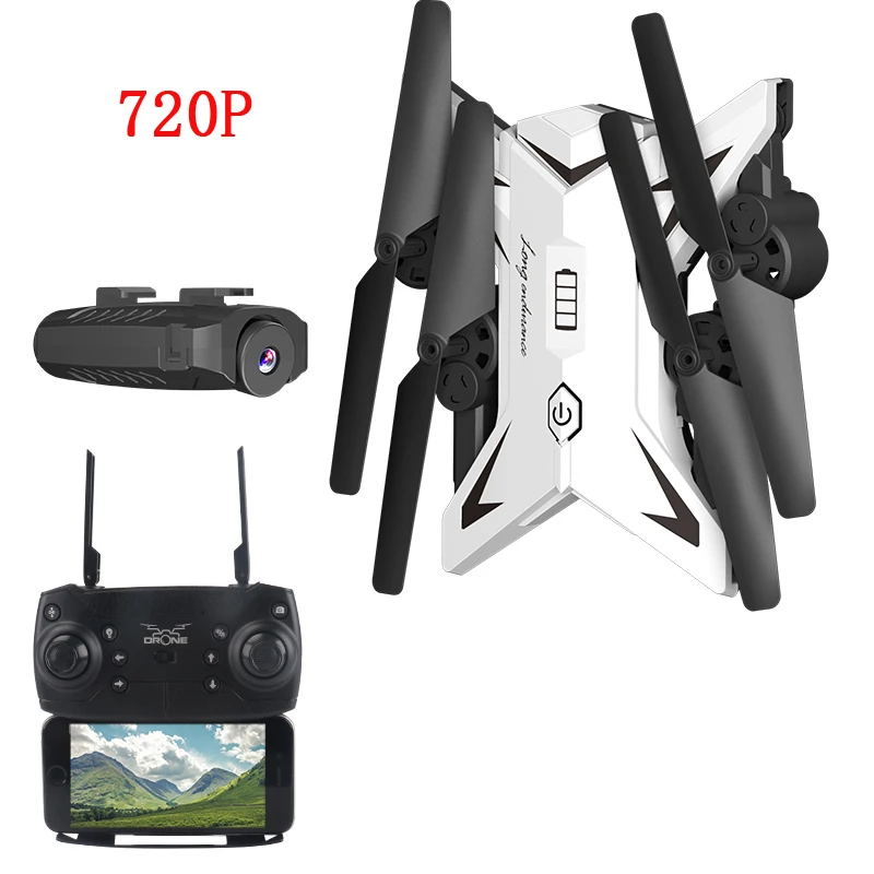 20 mintes wifi FPV широкоугольный HD 1080P камера режим удержания высоты складной рычаг RC Квадрокоптер Дрон X Pro RTF Дрон в подарок KY601S - Цвет: white 720P