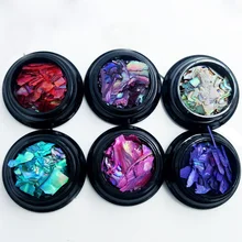 1pot оболочка в виде русалки хлопья градиентные натуральные Abalone блестки Нерегулярные сломанные украшения для ногтей 3d Маникюр УФ гель аксессуар