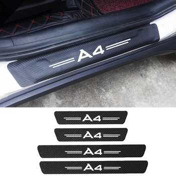 

4pcs PU Leather Carbon Fiber Car Door Sill Threshold Sticker For Audi A4 B5 B6 B7 B8 B9 S4 RS4 Welcome Pedal Cover Accessories