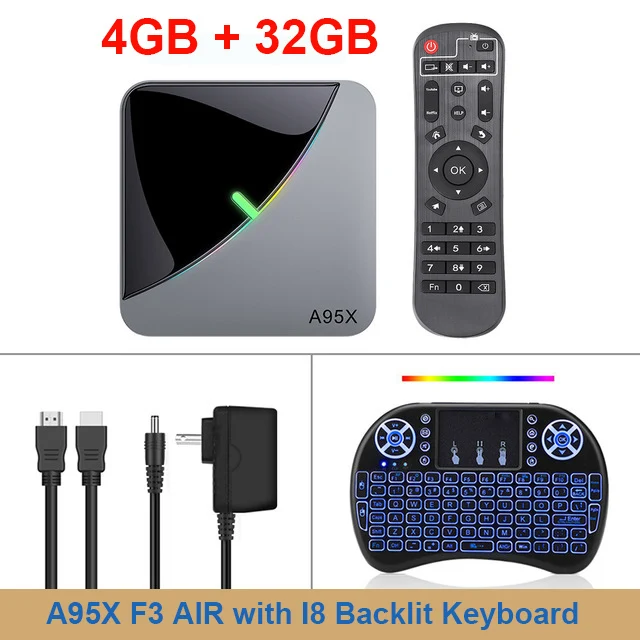 4GB 32GB I8 A95X F3 AIR tv Box Android 9,0 Amlogic S905X3 4 Гб 64 Гб двойной Wi-Fi телеприставка 8K Netflix Youtube Smart медиаплеер новое поступление - Цвет: 4GB 32GB I8