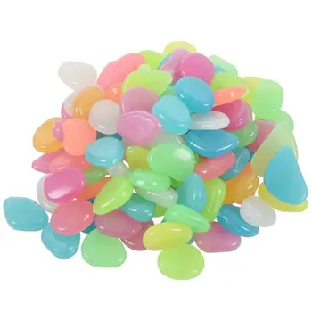 

New 100Pcs Glow In The Dark Stones Pebbles Rock Aquarium Fish Tank Garden Walk Decor,Colorful