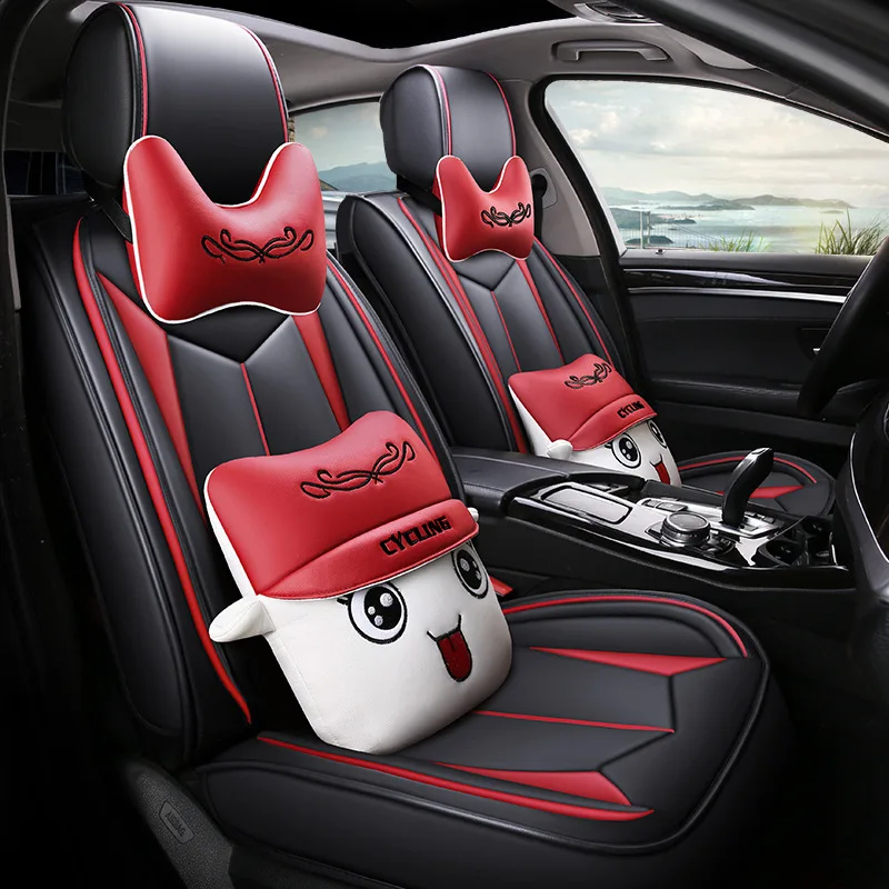 HLFNTF полностью окруженный автомобиль мультфильм вышивка подушка для Skoda Octavia RS Fabia Superb быстрый автомобиль чехол