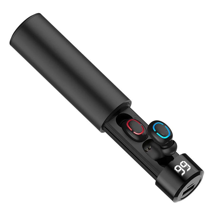 black earphone Беспроводные наушники FONKEN Q67, Bluetooth наушники, мини TWS, устойчивые к поту, Soprt, наушники для Xiaomi, samsung, наушник с микрофоном, зарядка - Цвет: black earphone