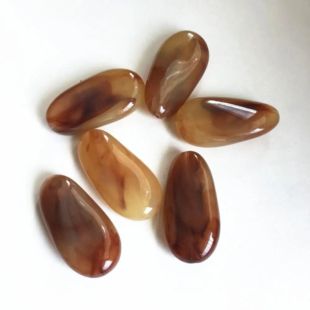 yellow brown Новое поступление! 44x23 мм 65 шт. Большой Акриловый Мраморный эффект витой овальной формы бусины для изготовления ювелирных изделий ожерелье DIY - Цвет: yellow brown