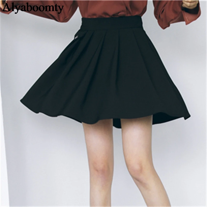 Женская черная юбка осень-зима,мини юбка школьная,юбка плиссе с высокой талией,юбка плиссированная,короткая юбка аниме,кавайная юбка в школу
