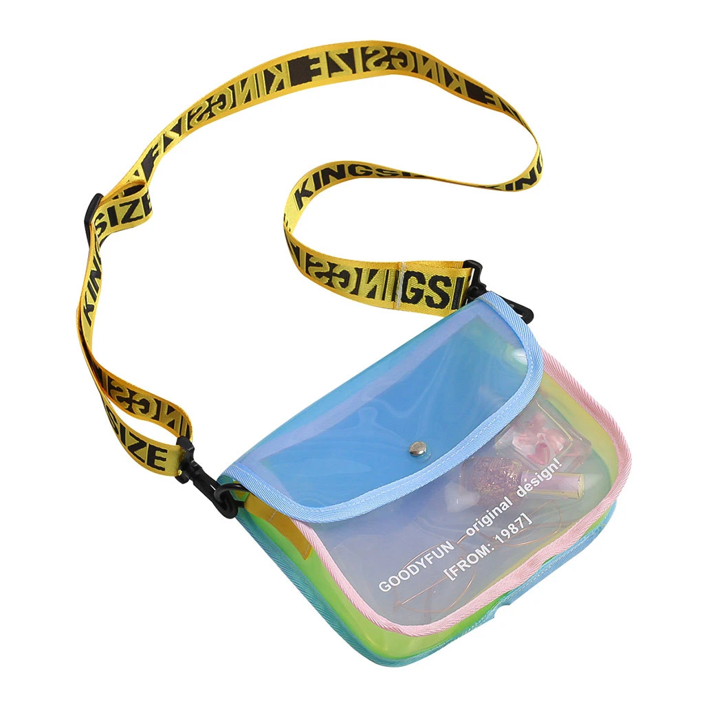 

Women Bag Contrast Color Cross Pier Package Transparent Jelly Small Square Bag PVC Spring And Summer Travel Messenger Bags 0108
