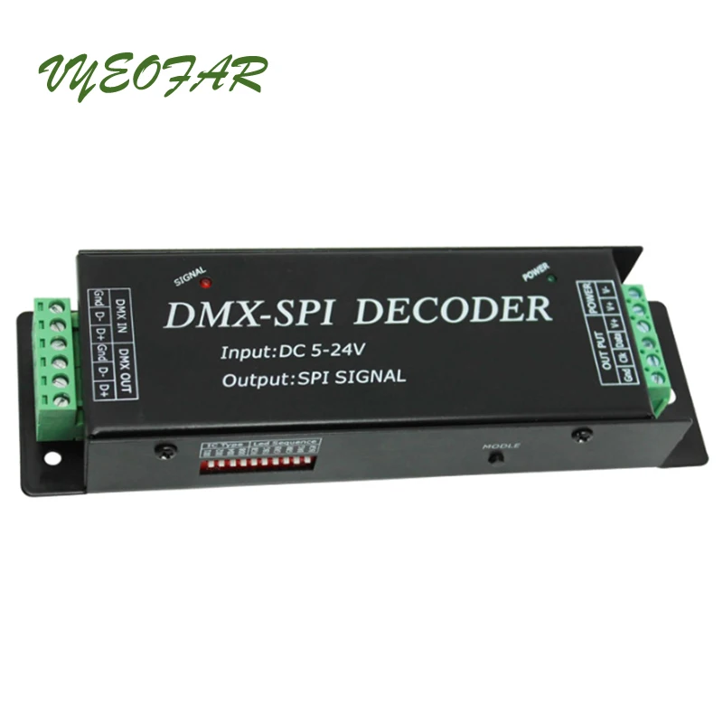 Светодиодный dmx-spi декодер для 2801 6803 2812 2811 IC RGB светодиодные ленты DMX200 DC5V 12V 24V Вход 512 точка SPI TTL сигнал светодиодный контроллер