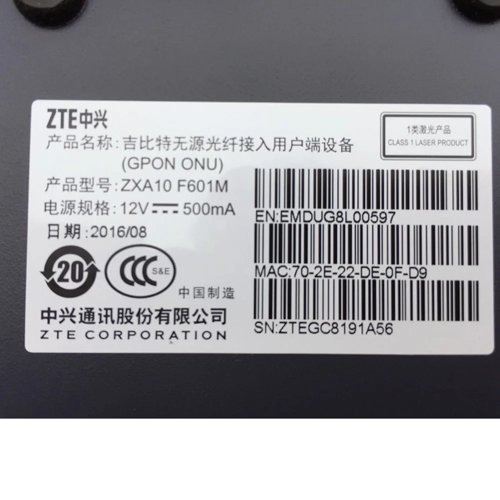 Z TE GPON терминал ONT ZXA10 SC/APC зеленый оптический вход F601M FTTH GPON ONU с одним GE ethernet портом