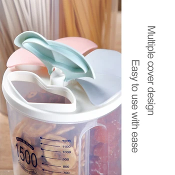 

3/4 Grids Kitchen Cereal Dispenser Storage Box Clear Container Kitchen Food Container Storage Case Bean Oatmeal Storage Bottle