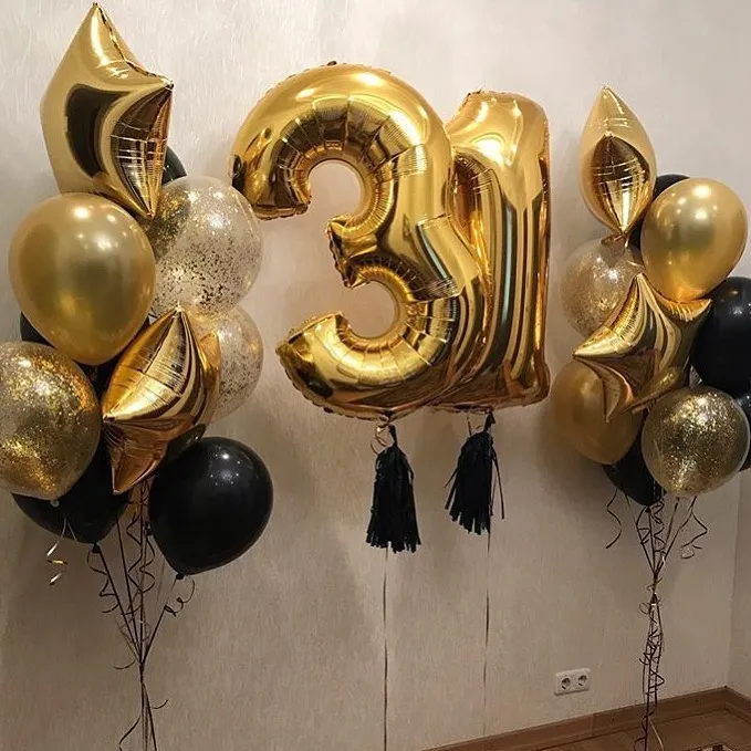 Blue Gold Balloons Birthday Party Decoration Kids Adult Metallic Balloon Inflatable Air Ball Birthday Ballon 1st Birthday Decor