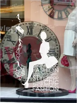 

Clothing bags glasses fashion shopping girl window glass shoes shop the fitting room wall post free shipping