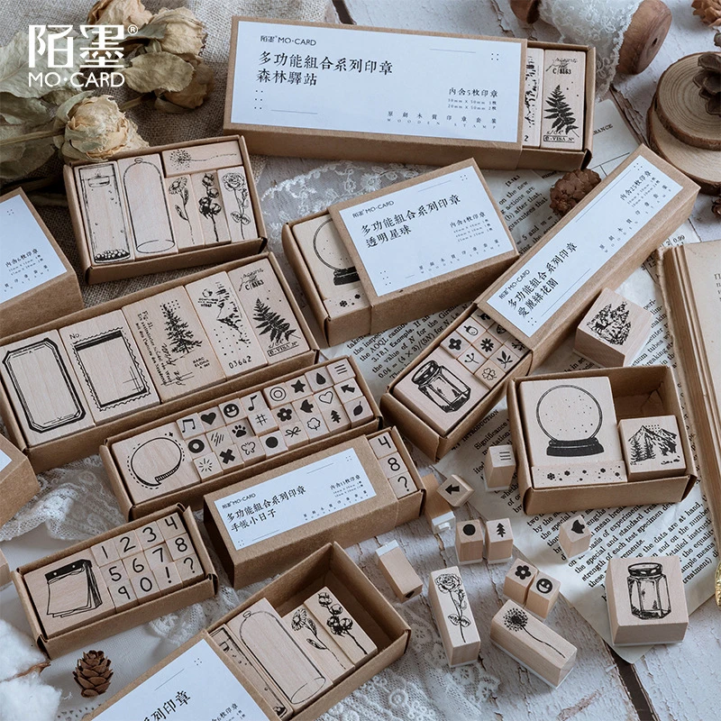 

Retro Botanical Digital Matching Stamp DIY Wooden Stamp Scrapbook Stationery Stationery Standard Stamp Hand Account Making Label