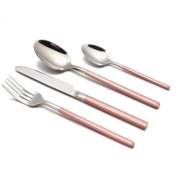 

Kitchen Tableware Sets Cutlery Set Stainless Steel 4 Pieces Fork Spoon Knife Pink Gold Dinnerware Set Flatware Set High Quality