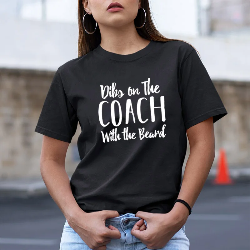 Женская свободная футболка Dibs on The Coach хлопковая Футболка с круглым вырезом и