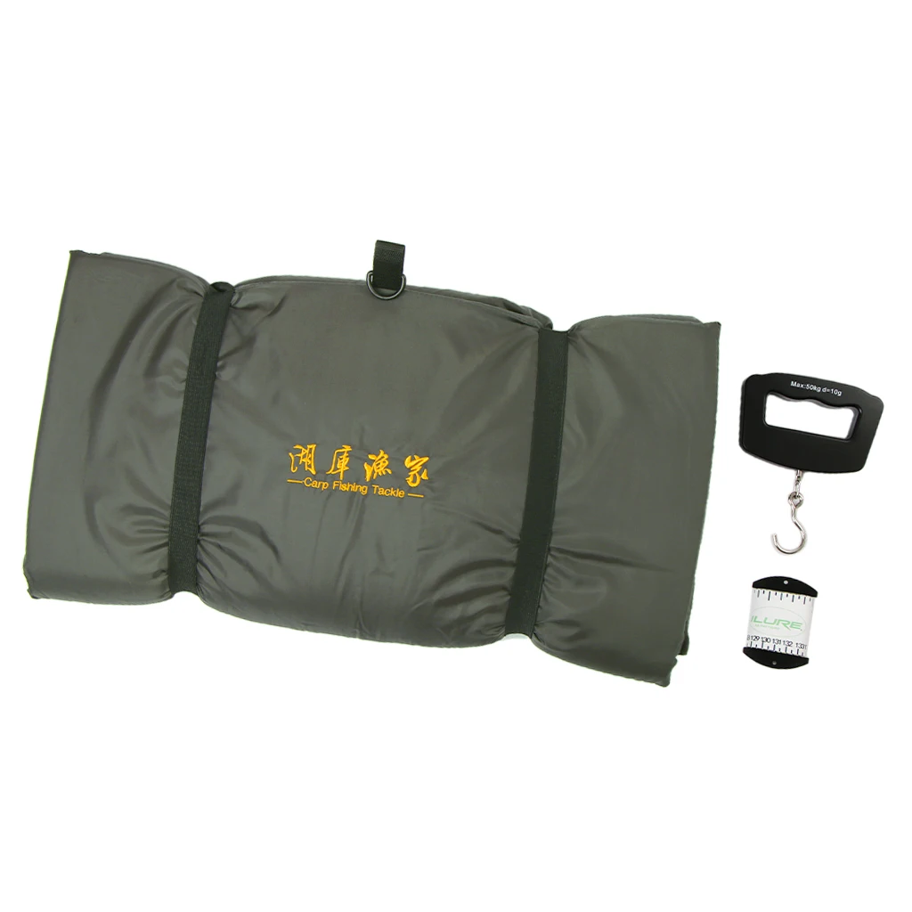 Unhooking Mat Compact Landing Pad Fish Protection Carp Fishing Tackle with Fish Ruler Tape & Hanging Digital Scale