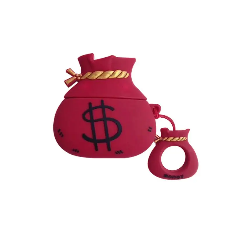 Уникальный мягкий силиконовый защитный чехол с рисунком Lucky Bag, противоударный чехол с ремешком для Airpods 1/2, аксессуары для зарядного устройства - Цвет: Красный
